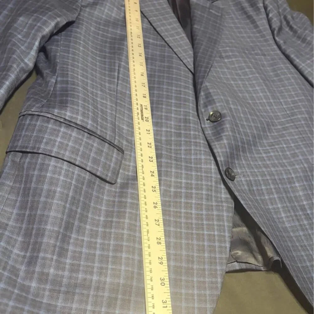 Tailored 46R Peter Millar Blue Plaid‎ 100% Wool Men's Sports Coat EUC RV: $798